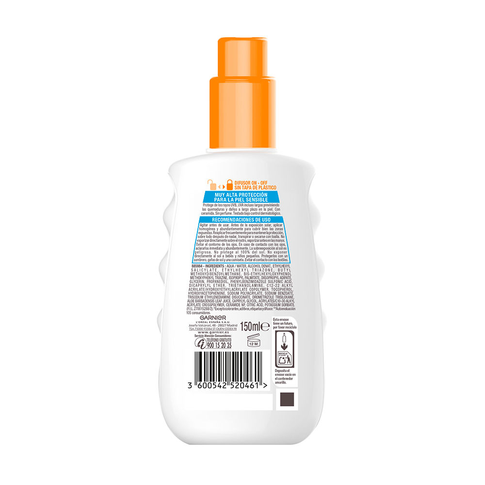 Garnier Delial Sensitive Advanced Spray solaire pour peaux claires sensibles et intolérantes au soleil IP50+ 150 ml - vue 4