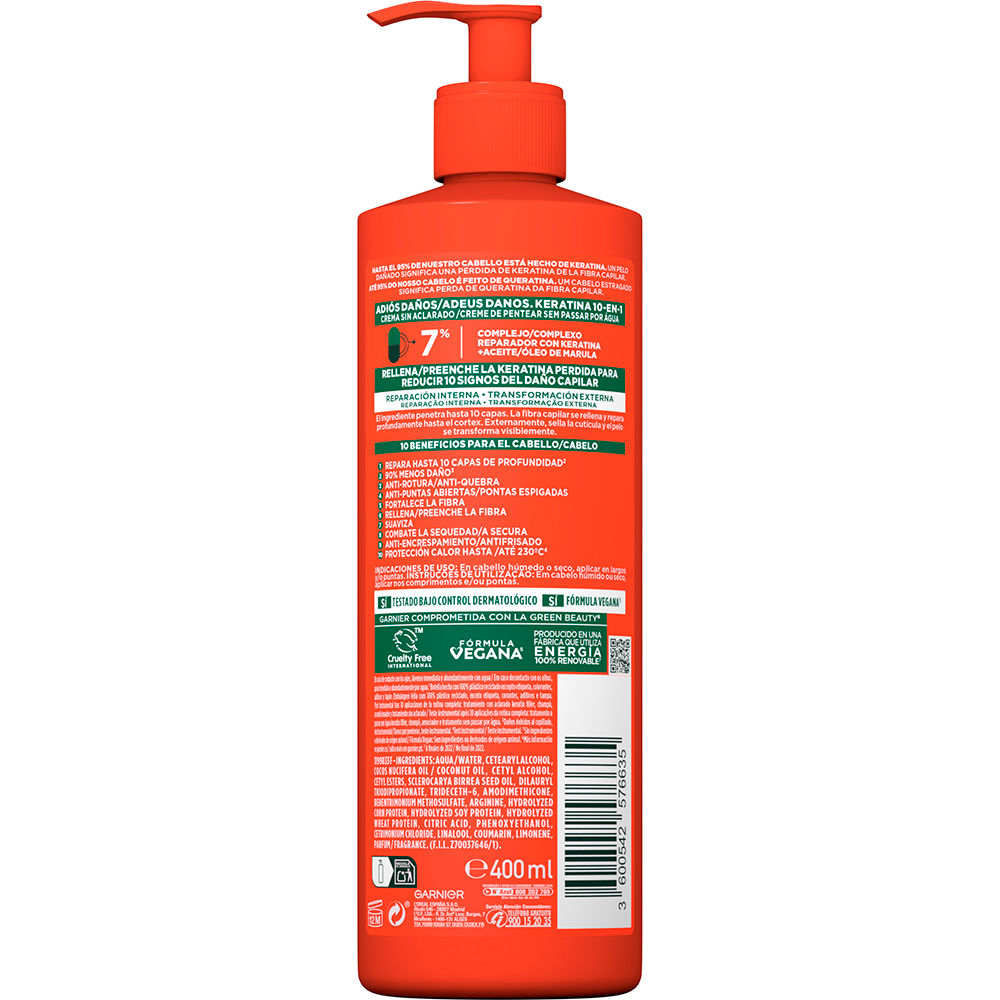Fructis Keratin 10 EN 1 crème sans rinçage 400 ml - vue 2