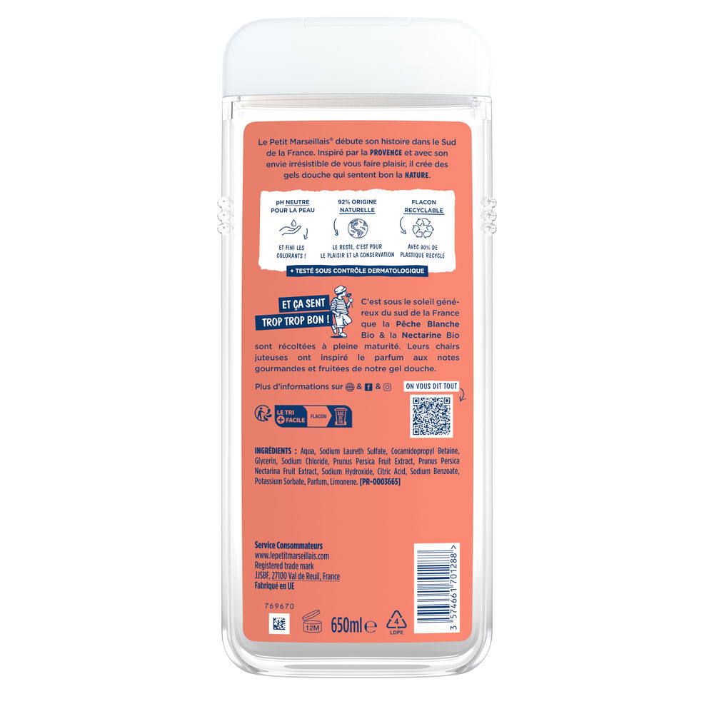 Le Petit Marseillais gel de bain et nectarine 650 ml - vue 2