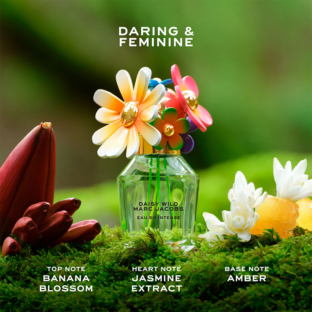 marc jacobs daisy black bottle coloured flowers