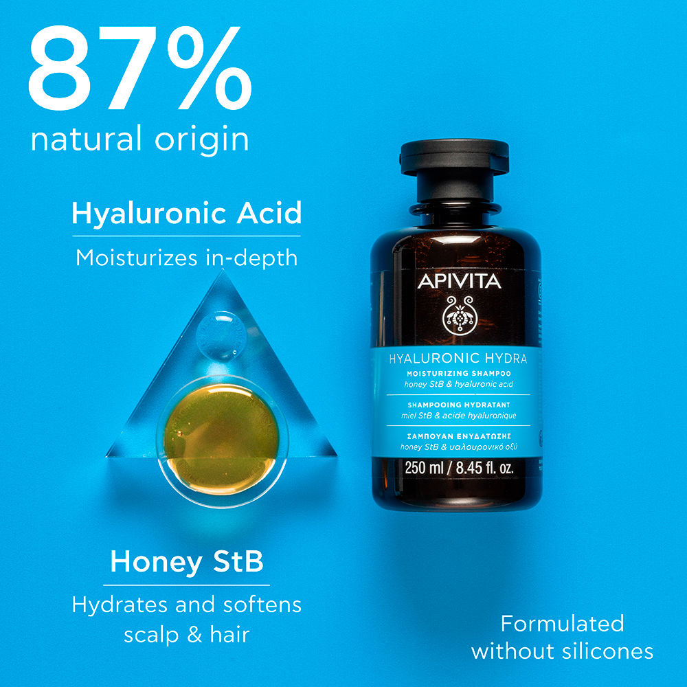MOISTURIZING SHAMPOO with hyaluronic acid, aloe and honey Apivita