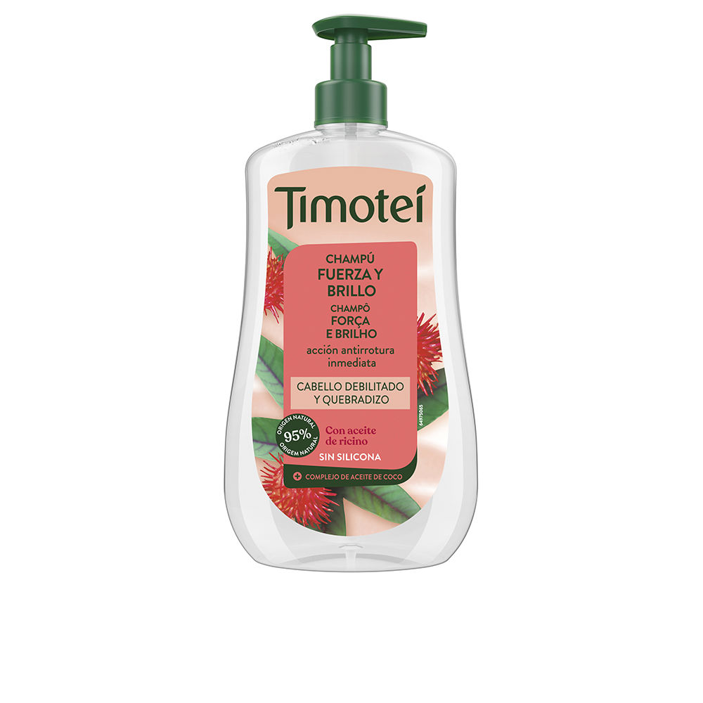Timotei champú fuerza y brillo con aceite de ricino y coco para cabello débil y quebradizo 600 ml