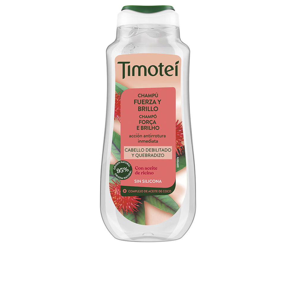 Timotei champú fuerza y brillo con aceite de ricino y coco para cabello débil y quebradizo 300 ml