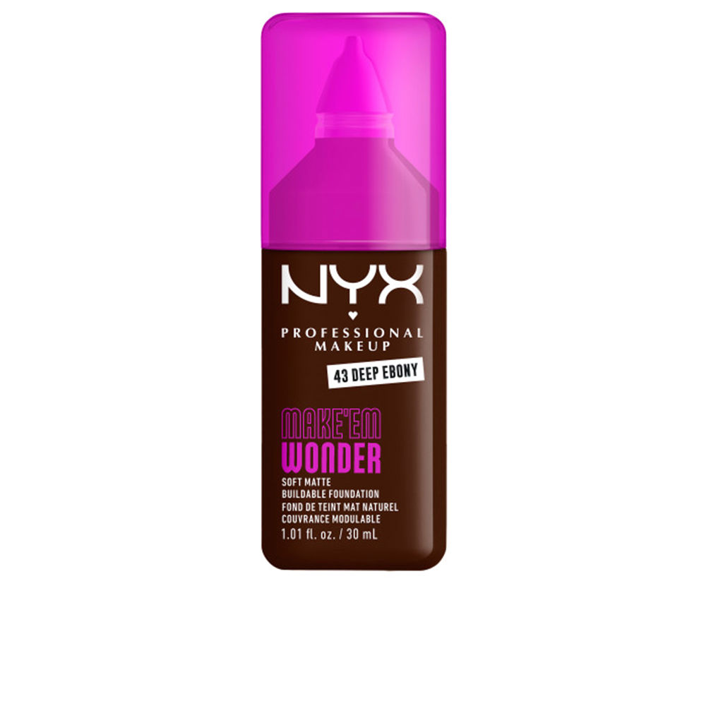 Nyx Professional Makeup Make `Em Wonder Fond De Teint Léger Matifiant Teinte 43 Deep Ebony 30 Ml - vue 2