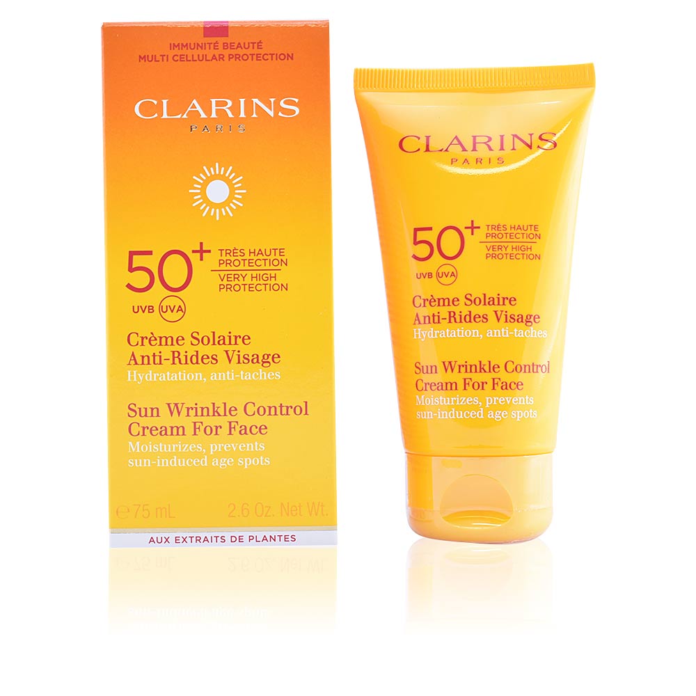 Clarins Visage SUN crème solaire antirides visage SPF50 sur Perfume's Club