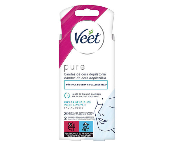 Pure facial depilatory wax strips for sensitive skin Waxing Veet