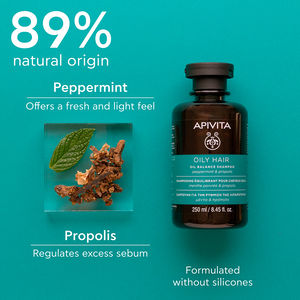 Balancing shampoo for oily hair with mint and propolis