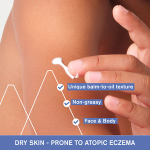 Bálsamo anti-comichão calmante com óleo de bebé para pele seca com tendência a eczema atópico