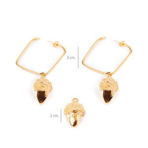 ACORN SQUARE earrings #gold glitter