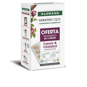 Tratamiento anticaída - Vitaminas y ampollas KERATINCAPS cápsulas para fortalecer y revitalizar el cabello pack Klorane