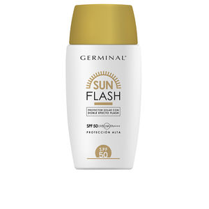 Antiarrugas y Antiedad - Tratamiento Facial Reafirmante - Protector solar facial SUN FALSH protector solar con doble efecto flash SPF50 Germinal