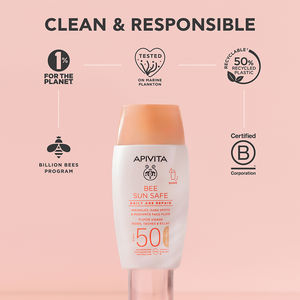 BEE SUN SAFE facial fluid, daily anti-aging repair with color SPF50