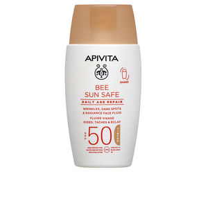 Proti staranju in proti gubanju - Anti blemish treatment - Sončna krema za obraz Apivita BEE SUN SAFE fluid za obraz, dnevni anti-age regenerator z barvnim SPF50 kupite na spletu